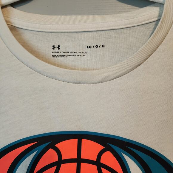 Under Armour Basketball T-Shirt Men's Large Loose Beige - Picture 2 of 4